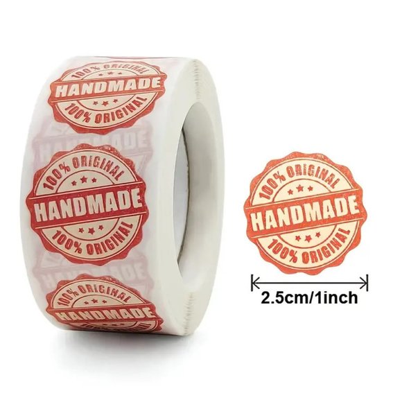 NEW 500 Stickers Variety of "Handmade" Stickers Baking and Craft Labels - Red - Picture 1 of 4